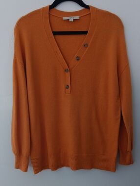 LOFT Margold V-Neck Button Pullover Sweater #3617